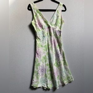 Ann Taylor LOFT floral floral linen midi dress Sz 2
